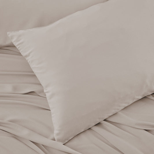 An image of beige lifestyle sheets. 