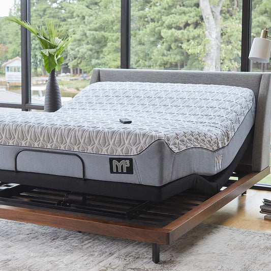 An M3 mattress on an adjustable bed frame.