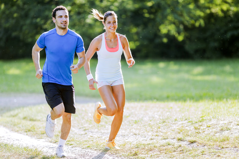 Two athletes running. 
