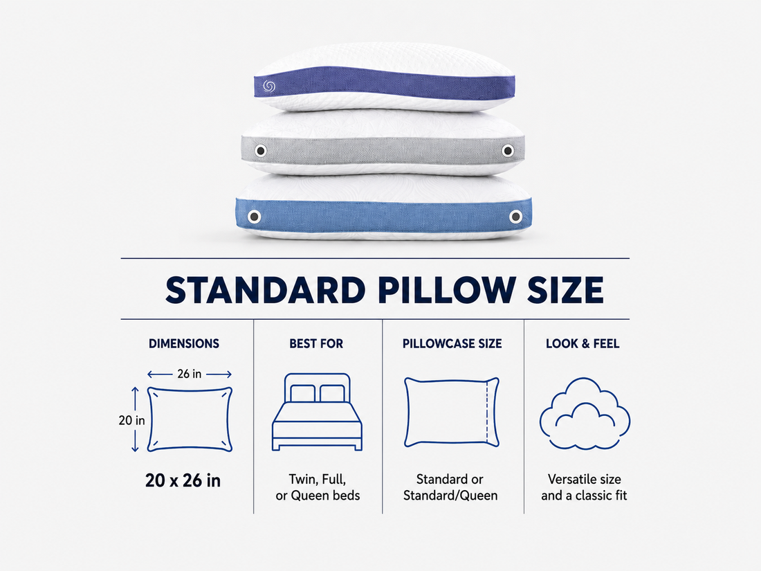 A standard pillow size chart. 