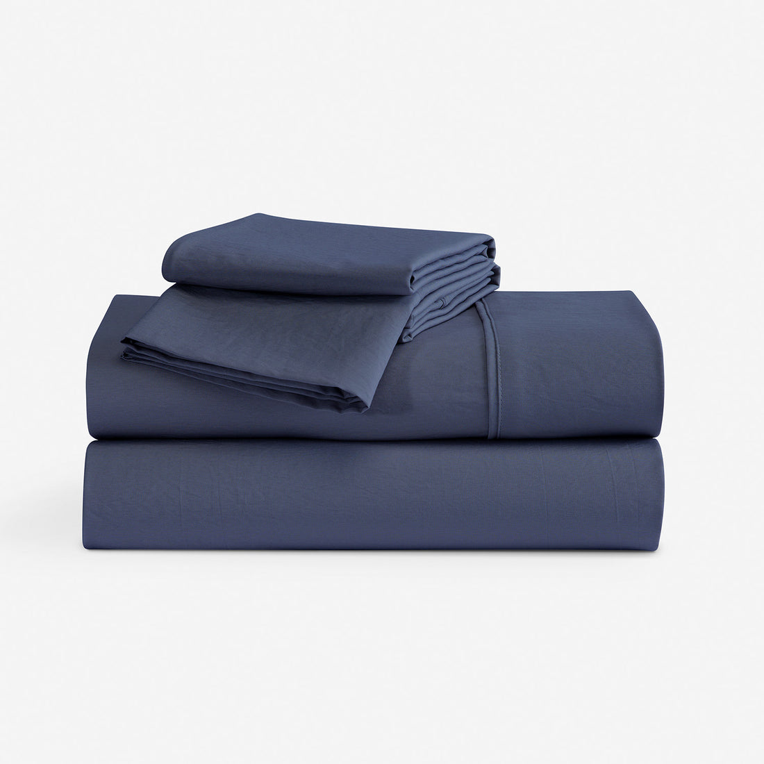 Essential sheets stacked. "navy"