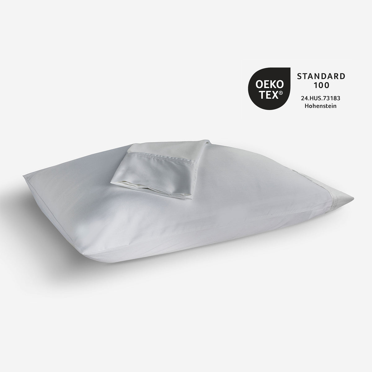 An image of a gray pillowcase.