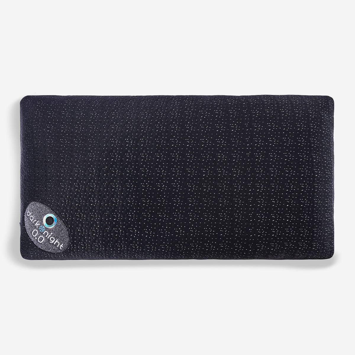 A top view of a dark night pillow on a white background.