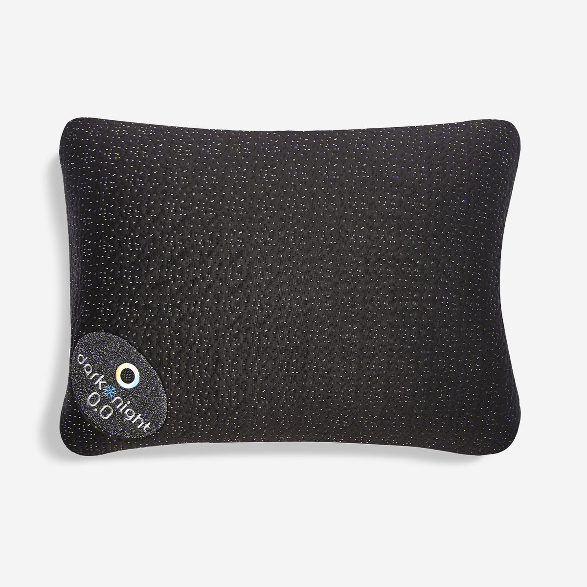 A top view photo of a dark night pillow with  a white background.