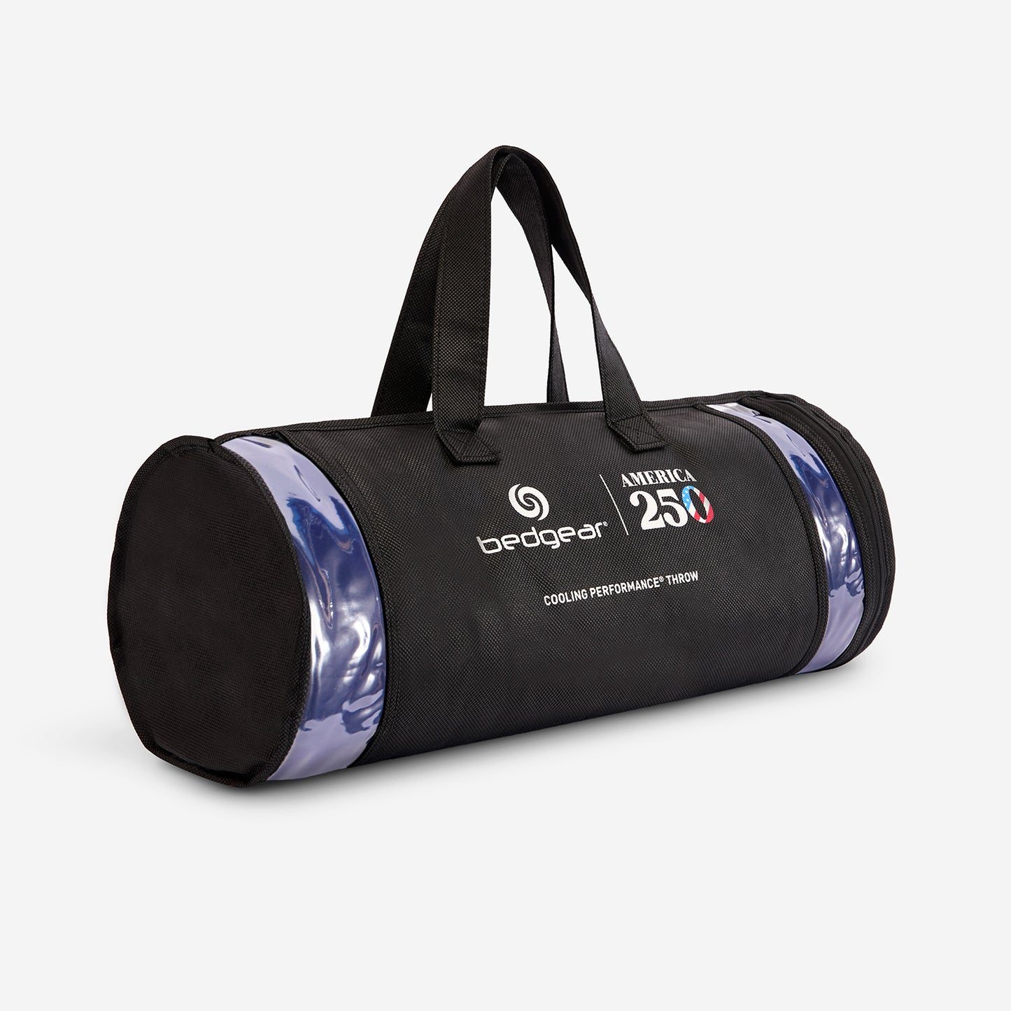 A photo of BEDGEAR's America 250 cooling blanket packaging. 
