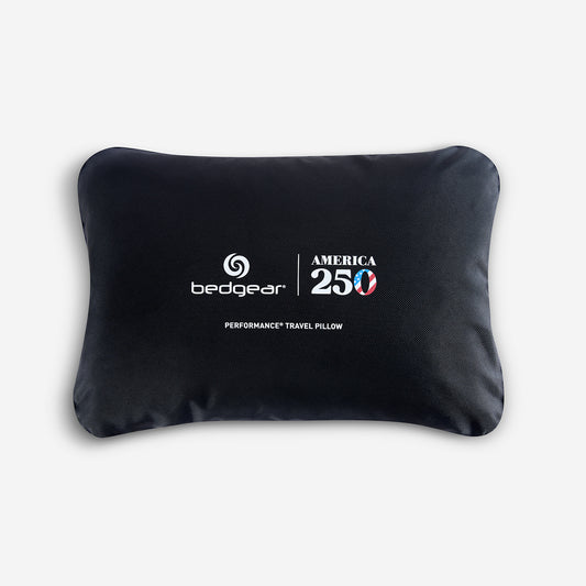 A photo of BEDGEAR's travel pillow in a black case. 