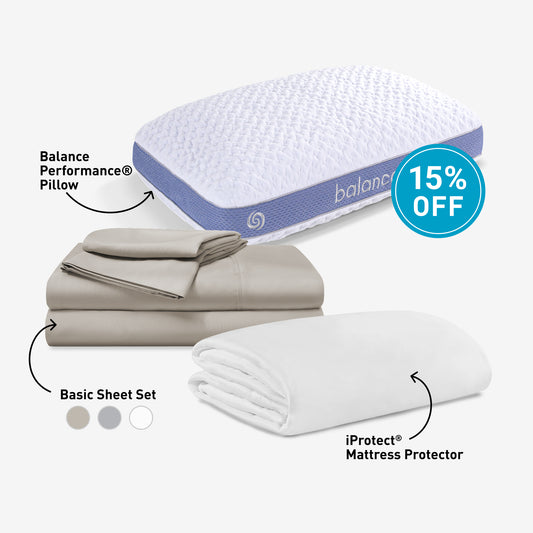 Balance Pillow, Basic Sheet Set, iProtect Mattress protector